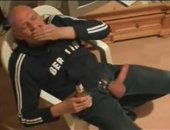 mture guy jerks a throbbing cock while drinking a beer