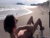 Japanese man has a serious dream about being on the beach and someone sucking his cock.