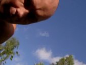 Jerking His Bald Cock Outside