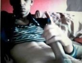 Indian dude masturbates his big cock on webcam